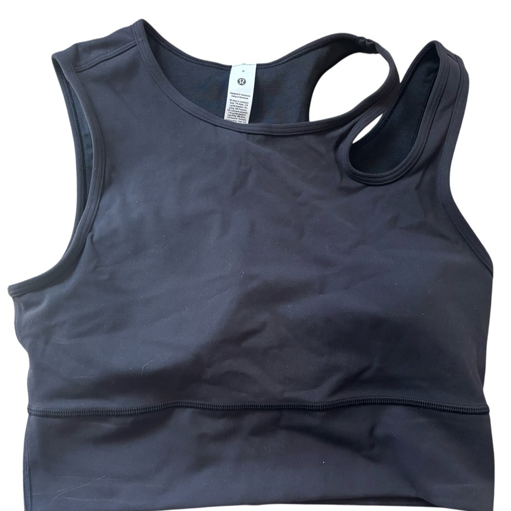LULULEMON Mastered Motion Cropped Tank Black size 6 Gym Yoga Run Workout EUC